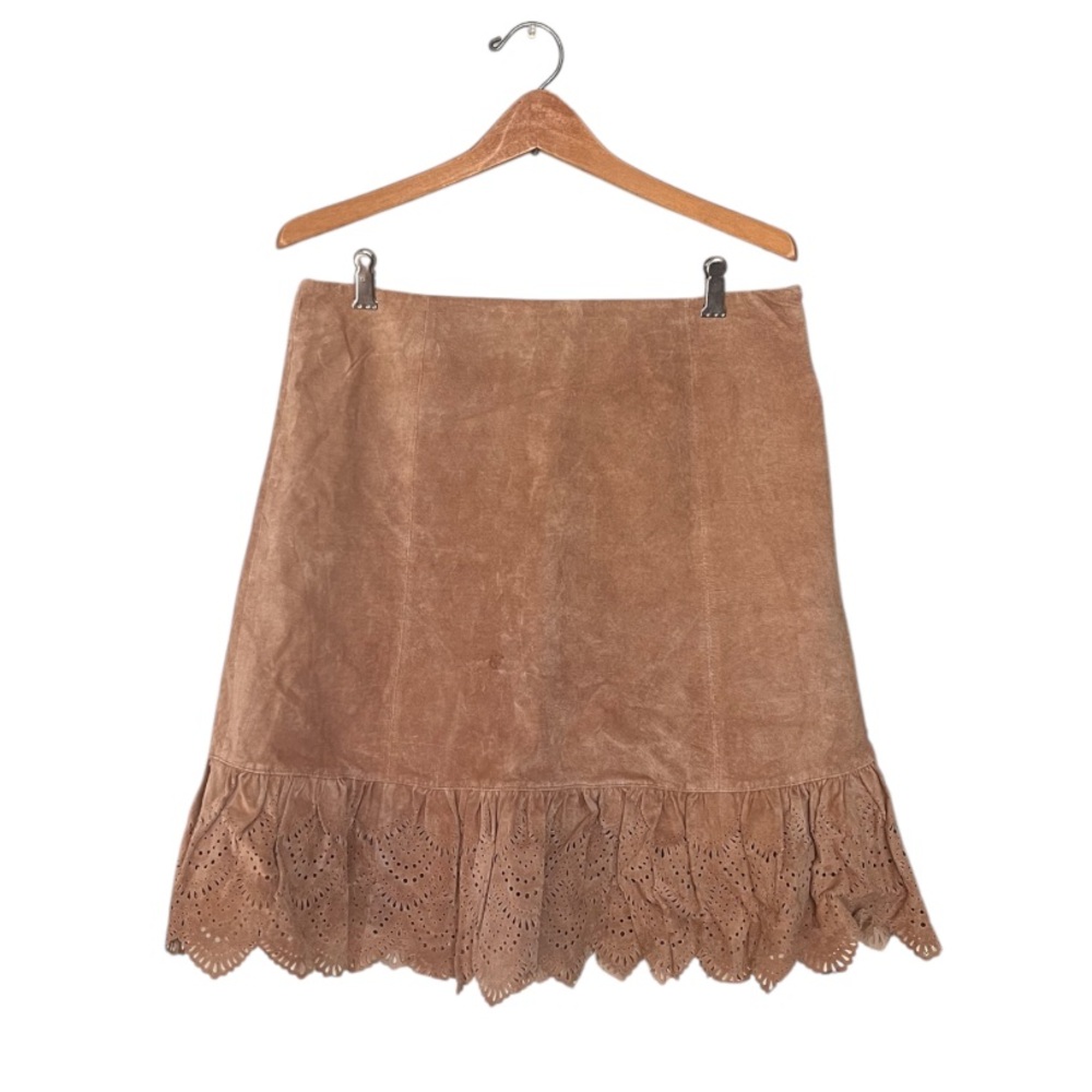 Anthropologie boho suede leather skirt by Elevenses size 6 excellent condition